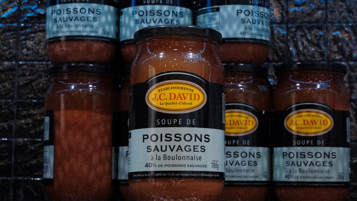 Photo de la soupe de poissons sauvages à la Boulonnaise, disponible à la boutique Perlostrea à Toulouse