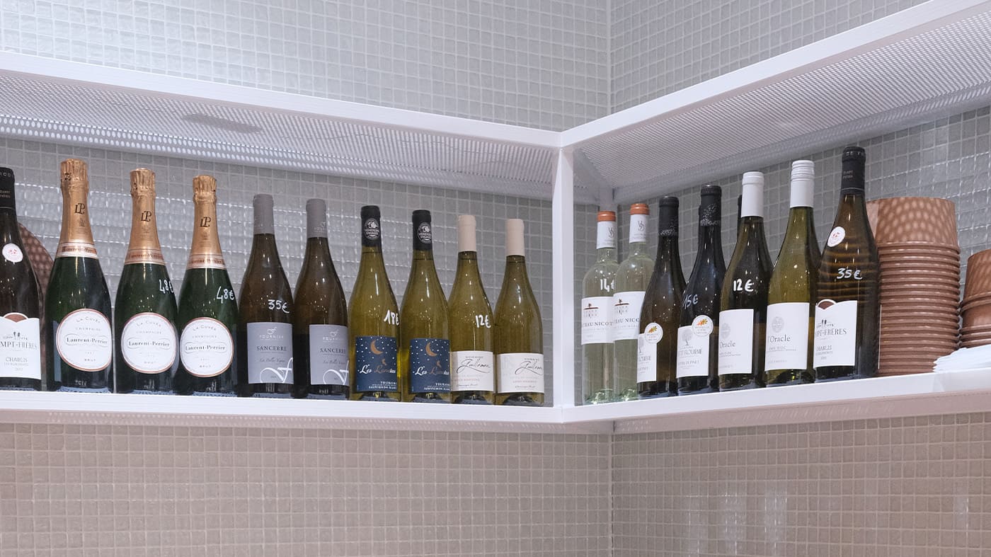 Catégorie des vins et champagnes de la boutique de fruits de mer Perlostrea à Toulouse